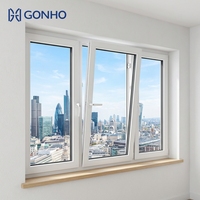 Fenêtres à persiennes verticales modernes GONHO en aluminium, à ouverture battante et inclinable, avec rupture de pont thermique et double vitrage isolant pour villa