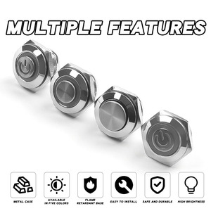 超薄型16mmセルフリセットマイクロストローク超短IP65防水1NO金属押しボタンスイッチ - Product Image 3