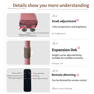 नॉब रिमोट कंट्रोल एलईडी फर्श सौंदर्य लैंप समायोज्य चमक 28 इंच आधा चंद्रमा प्रकाश सफेद सैलून कस्टम ग्लिटर - Product Image 6