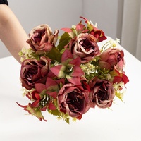 6-teiliger Künstlicher Lilien- und Rosenstrauß, Seidenblumen für Hochzeitsfotografie-Requisiten und Großfloristik-Arrangements