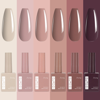 BIN Nude Cacao 6 Pcs 15 ML Gel Polish Set Même Couleur Même Bouteille Soak Off UV Gel Polish Kit Nail Art Manucure Salon