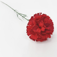 Tige de 61 cm de œillets rouges artificiels en velours pour la Fête des Mères, décoration de mariage, arrangement DIY, cadeau, centre de table, artisanat d'intérieur, événement