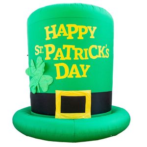 Nouveau chapeau haut de forme gonflable St Patricks Day grand 6M de haut St Patty's Shamrock Leprechaun chapeau sauter cour décoration jouet d'extérieur - Product Image 1