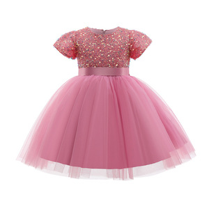 Vestidos de Fiesta de malla en capas para niñas, vestidos de <span class=keywords><strong>tul</strong></span> con lentejuelas, <span class=keywords><strong>vestido</strong></span> de flores de comunión para niñas, <span class=keywords><strong>vestido</strong></span> de cumpleaños para niñas de 7 años - Product Image 3