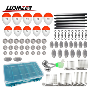 Kit de pêche 121 pièces/boîte avec flotteurs, hameçons, plombs, émerillons, stoppe-ligne et boîte à pêche pour équipement de pêche en eau douce - Product Image 1