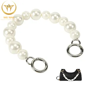 Customized Wholesale 10mm Faux Wallet 45 Inch Acrylic Metal Buckle Faux Pearls Handbag Chain