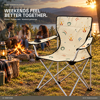 Chaise de camping en gros pour événements en plein air avec porte-gobelet latéral et logo et motif personnalisés pour soirées autour du feu de camp