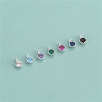 Pendentif rond en argent sterling S925 plaqué or, incrusté de zircon coloré, petit charme pour accessoires DIY, bracelets, colliers
