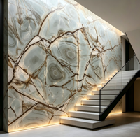 Dalle de marbre de luxe Nebula, base cyan clair avec veines circulaires, marbre naturel pour mur TV, îlot de cuisine, comptoir