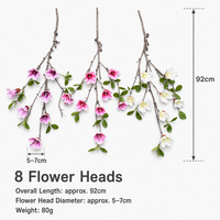 Fleurs artificielles de magnolia à 8 têtes, toucher réel, polymère, 92 cm, pour décoration de mariage, de remise de diplôme et de Noël