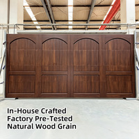 Porte de garage sectionnelle en bois massif à jointure droite pour villa, panneau isolé à âme en aluminium, quincaillerie robuste, moteur et ressort