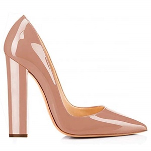 High Chunky Heels Women Pointy Toe <b>Shoes</b> Large Size 45 Basic Dress <b>Shoes</b> Leopard Patent Leather Wedding Party Pumps - Product Image 6