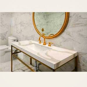 72 אינץ foshan מפעל כפול כיורים מלמין חדר אמבטיה יהירות ארון מט זהב מט פליז בציר ברונזה מסגרת לעמוד - Product Image 2