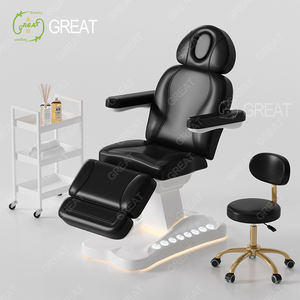 Juego de mesa y silla de masaje con luces LED de control de pie de 4 motores de lujo moderno cama de salón de belleza facial ajustable eléctrica - Product Image 5