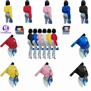 2023 New Confidence Embossed Craft Solid Color Thumb Button Clip Cotton Thickened Women's Fashion Casual Thermal Jacket