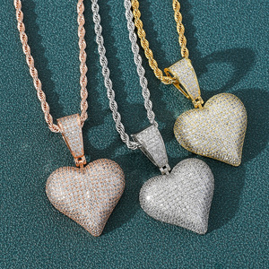 <span class=keywords><strong>Regalo</strong></span> de San Valentín, 3 Colores Disponibles, Colgante en Forma de Corazón con Incrustaciones de Circonitas, Micro Pavé, Brillante, Collar con Colgante de Corazón para Parejas, para Mujer - Product Image 1