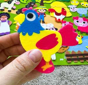 Attività pieghevoli di apprendimento sensoriale di animali da fattoria durevoli Apprendimento educativo sentito i bambini piccoli impegnati a bordo per i più piccoli - Product Image 5