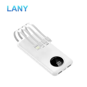 LANY онлайн-шопинг Новый внешний аккумулятор 10000 мАч Быстрая зарядка с вилкой переменного тока и 3 встроенными кабелями