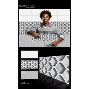 Azulejos de pared de cerámica de imitación de esmalte metálico de estilo japonés Vistaar, grises de 300x600mm para sala de estar y baño - Product Image 1