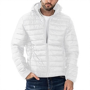 <b>Men's</b> Lightweight Puffer <b>Jacket</b> with Stand Collar Front Logo Windproof Water Resistant Autumn Outdoor Hiking Camping - Product Image 1