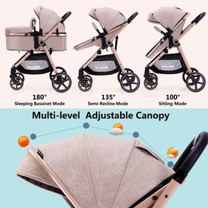 Poussette pliable BAB WAY avec nacelle, siège réversible, cadre en aluminium, poussette de luxe pour bébé avec DDP - Product Image 2