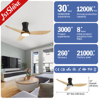 Ventilateur de plafond intelligent 1stshine de 42 pouces, design moderne encastré, efficace, qualité garantie, vente en gros, avec lumière LED