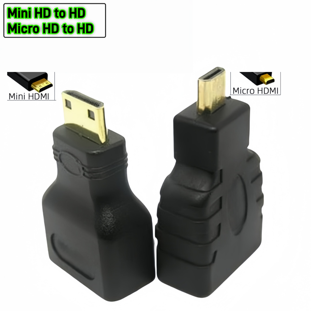 HDMI to Mini HDMI to Micro HDMI HD Gold Extension Adapter Converter Plug Connector Head for HDTV Tablet Camera