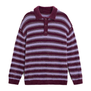 Streetlux-Para Hombre, Suéter Cómodo de Manga Larga, de Punto Vibrante, con Solapa a Rayas, de Estilo Simple, para Otoño e Invierno - Product Image 3