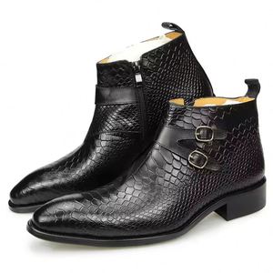 High Quality <b>Men</b> Genuine Leather Square Toe Breathable Lightweight Handmade Lace-up Anti-Slip Patchwork Office Career <b>Dress</b> - Product Image 5