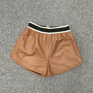 2641 nuovo marchio di moda di Design a vita alta con scritta pantaloni corti Casual da donna <span class=keywords><strong>pantaloncini</strong></span> <span class=keywords><strong>in</strong></span> <span class=keywords><strong>pelle</strong></span> nera - Product Image 3