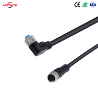 Câble pré-assemblé OEM surmoulé M8 à 3/4 broches avec conducteur en cuivre flexible, étanche IP67, pour ordinateur industriel et moto