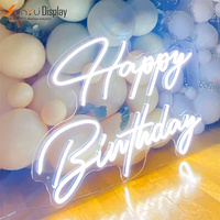 En gros, enseigne néon LED personnalisée « Joyeux Anniversaire » pour fêtes, mariages, décoration de maison et d'événements, enseignes lumineuses numériques électroniques en acrylique