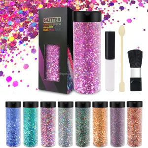 Biologisch Afbreekbaar Glitter Milieuvriendelijk Cosmetisch Holografisch Chunky Glitter Kameleon Kleurverschuiving Polyester Glitter Bulk