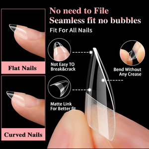 Nouveauté 600 Pièces/Boîte Faux Ongles en Gel Ultra Courts Mat/Transparents à Recouvrement Partiel, Embouts D'Ongles Amande Carrés en Gel Souple - Product Image 2