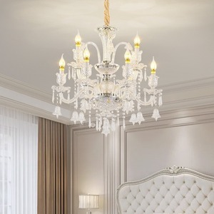 Lustre en cristal de style français, nouveau modè<span class=keywords><strong>le</strong></span> haut de gamme, finition chromée, LED sans scintillement, gradation tricolore pour halls d'hôtel et mariages - Product Image 2