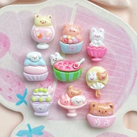 Mini watermeloen konijntje beer ijsje mungboon ijslolly plastic hars DIY accessoires romige lijm telefoonhoesjes haarclips dieren