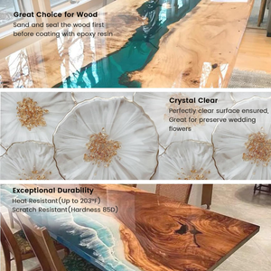 Resin Epoxy High Clear 2:1 untuk Meja Sungai, Self-leveling Bebas Gelembung, Tahan UV untuk Pengerjaan Kayu, Furnitur DIY - Product Image 4