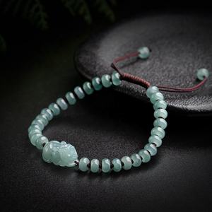 Pulsera Pixiu de Jadeíta Natural Azul Agua, Moda Femenina de Alta Gama, Jade al por Mayor SL62 - Product Image 1