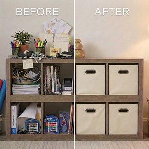 Fabric Cubby <b>Storage</b> Bins 11x11x11 Inches Cube Organizer with Dual Handles Fabric Organizer <b>Box</b> and <b>Collapsible</b> <b>Storage</b> Basket - Product Image 2