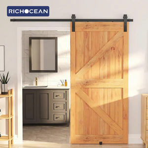 Porte de <span class=keywords><strong>grange</strong></span> intérieure en aluminium RICHOCEAN USA avec système de portes coulissantes et verre cannelé - Product Image 2
