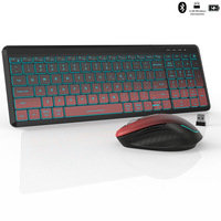 Combo de Teclado y Ratón Inalámbrico Silencioso con Retroiluminación RGB, 2.4G, Modo Dual, Recargable, para Escritorio/Portátil