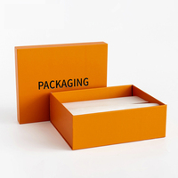 Boîtes cadeaux rigides en carton orange écologiques sur mesure, impression offset/flexographique, dorure/argenture, fermeture supérieure/inférieure