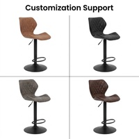 Tabourets de bar professionnels hauts en cuir capitonné diamanté avec base métallique pivotante et réglable pour Fintech Hub, bureau et salle de repos