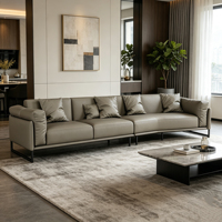 Ensemble canapé-lit en cuir véritable, style décontracté moderne, design carré, écologique et durable pour cinéma maison, loisirs et divertissement