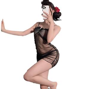 Lencería Sexy <span class=keywords><strong>de</strong></span> Encaje con Tirantes, Lazo, Malla Transparente, Diseño <span class=keywords><strong>de</strong></span> Puntos Ondulados, Sin Aro, Camisón 2603 - Product Image 5