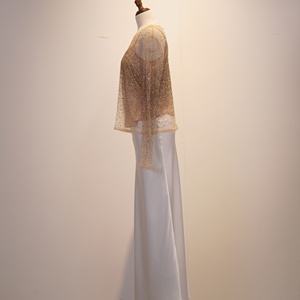 <span class=keywords><strong>Haut</strong></span> en maille transparente à col rond et manches longues <span class=keywords><strong>avec</strong></span> strass pour femme, 100 % polyester, couleur nude, effet scintillant, chemisier transparent à superposer - Product Image 2