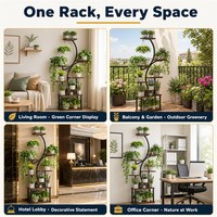 Support à fleurs industriel en métal en forme de S, à plusieurs niveaux, pour plantes d'intérieur et d'extérieur, revêtement poudré, décoration de balcon et de jardin, vente en gros