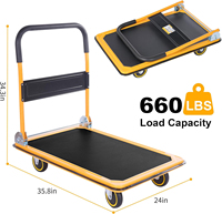 Carro de camión de plataforma de acero resistente Ruedas giratorias de 360 grados Carro de mano plegable Categoría de producto para carros de mano y carros