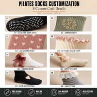Chaussettes de Pilates personnalisées avec étiquette, en coton, antidérapantes, avec grip en silicone, pour le yoga, noir, rose, blanc, emballage kraft, prêtes pour l'OEM