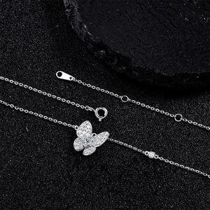 Beautiful Platinum Plated <b>925</b> Sterling <b>Necklace</b> S925 Sterling <b>Silver</b> <b>Necklace</b> with Diamonds butterfly wings Moissanite <b>Necklace</b> - Product Image 5